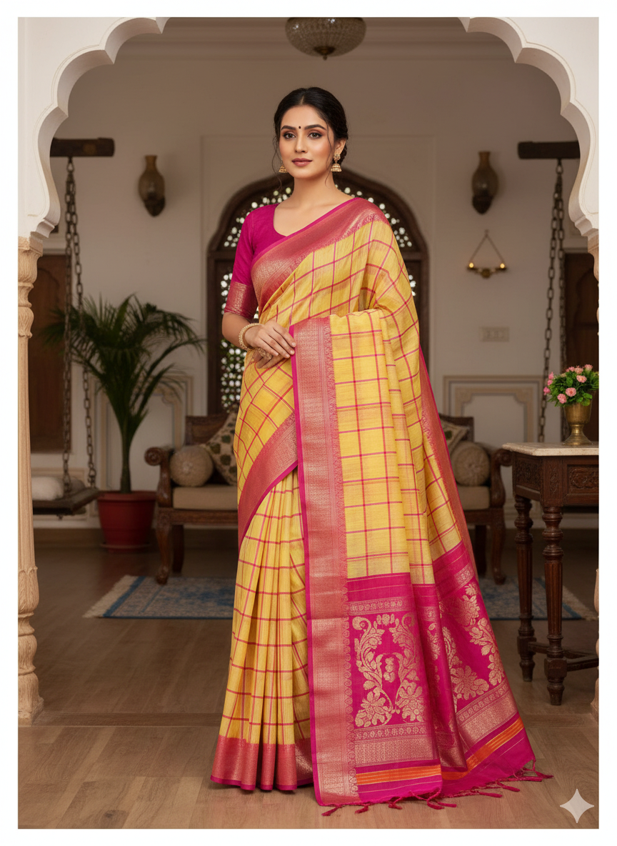 Super soft kota doriya saree with full paithani style jacquard border and chit pallu with contast strips
