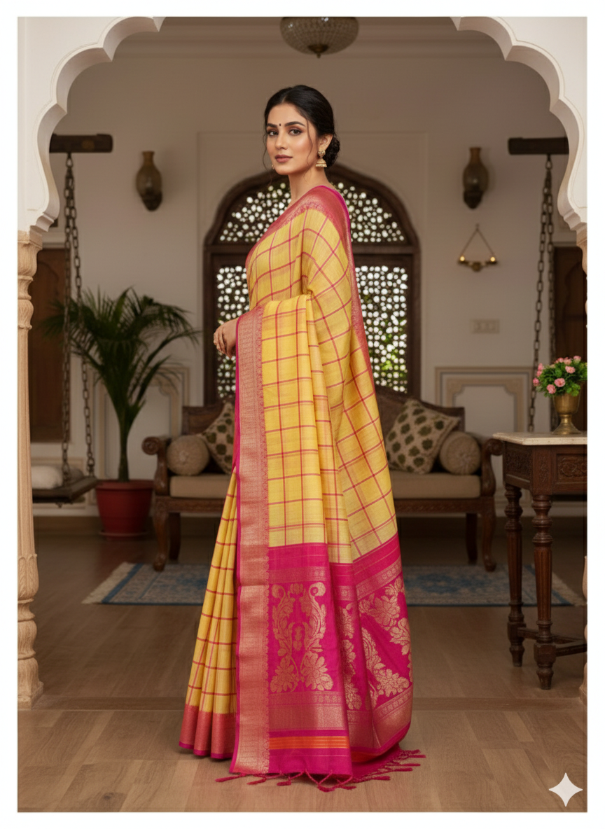 Super soft kota doriya saree with full paithani style jacquard border and chit pallu with contast strips