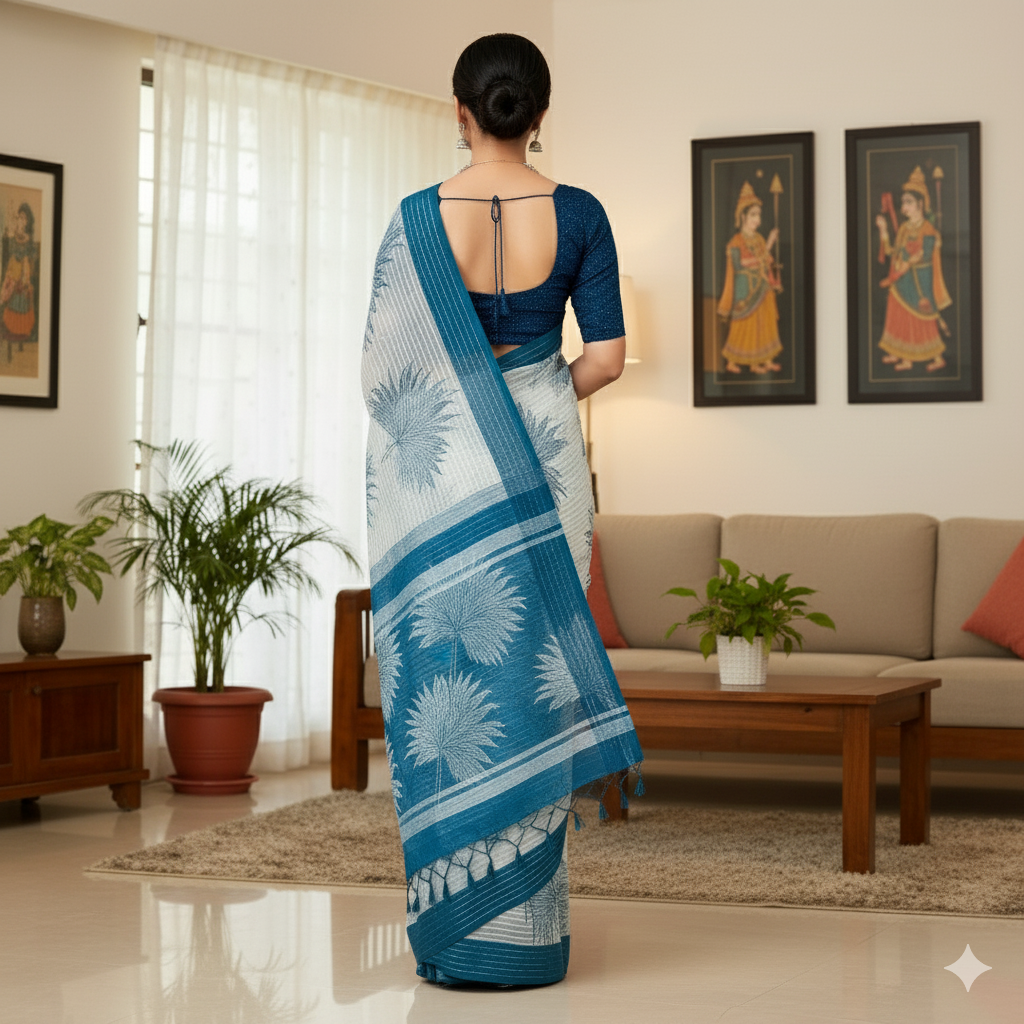 Soft saree multicolourd didital print all over saree with PERFECTLY MATCHED blouse piece