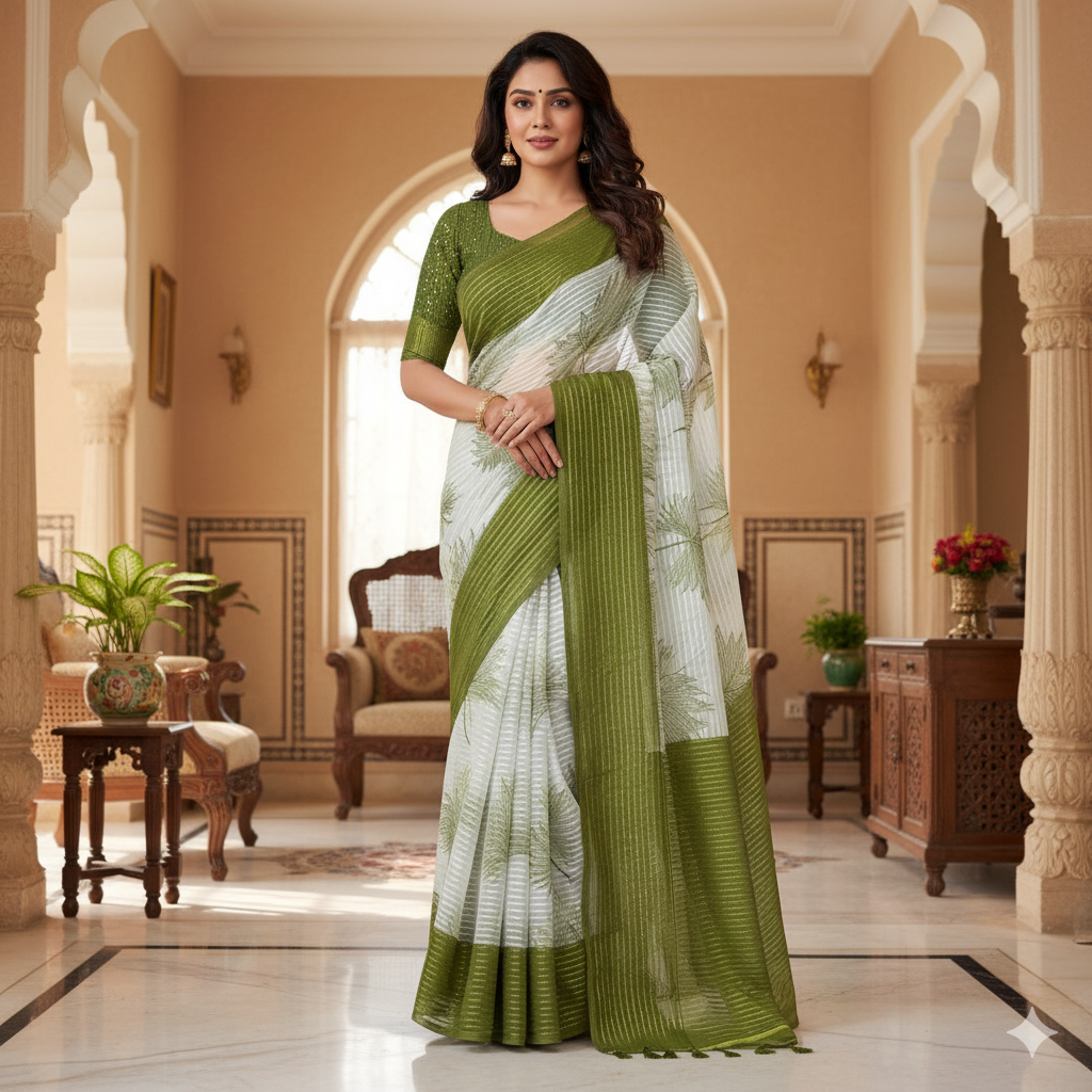 Soft saree multicolourd didital print all over saree with PERFECTLY MATCHED blouse piece