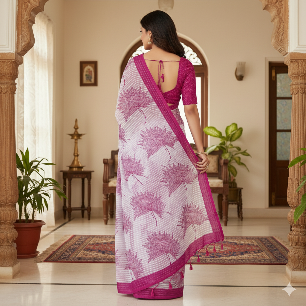 Soft saree multicolourd didital print all over saree with PERFECTLY MATCHED blouse piece
