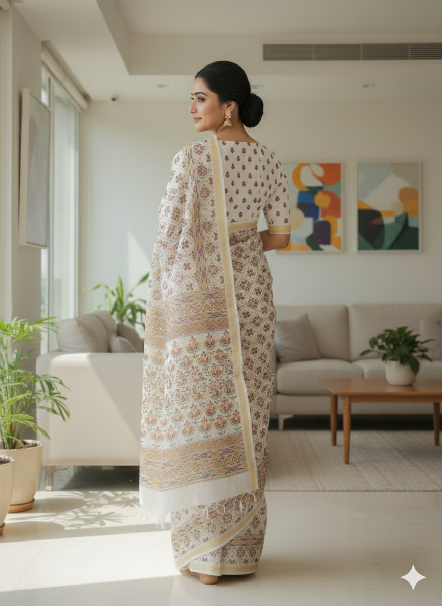 Elegant White Patola Printed Pure Silk Saree