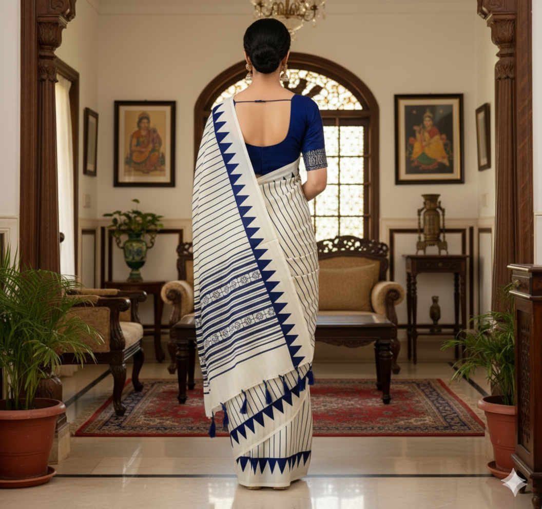 Pure crepe satin with ajrak lahariya printed saree rich pallu with heavy tussles